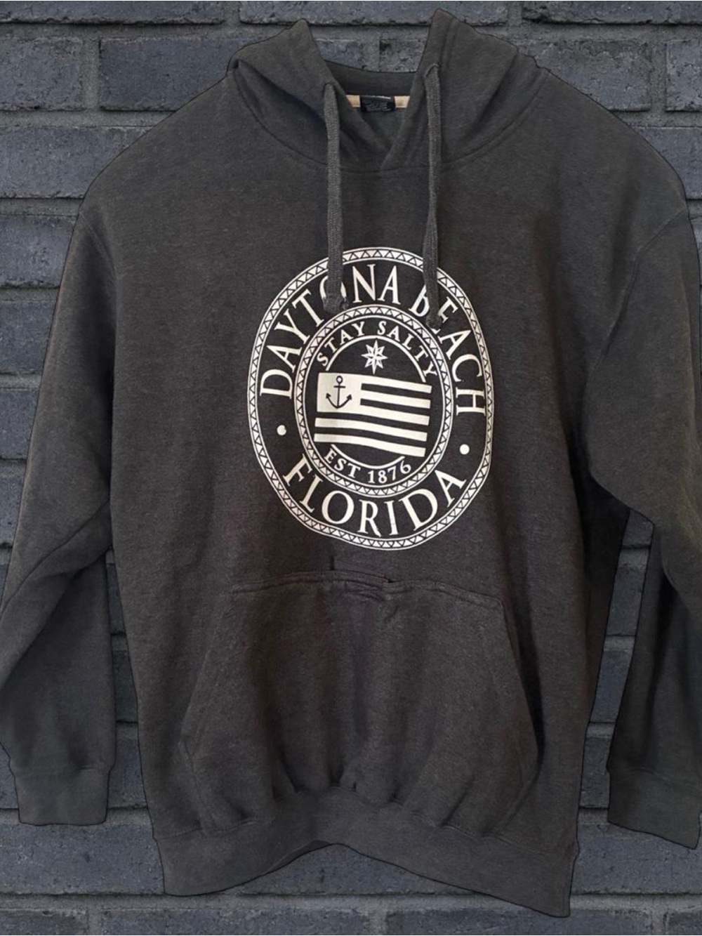 Daytona Beach Florida Dark Gray Graphic Hoodie Size Large